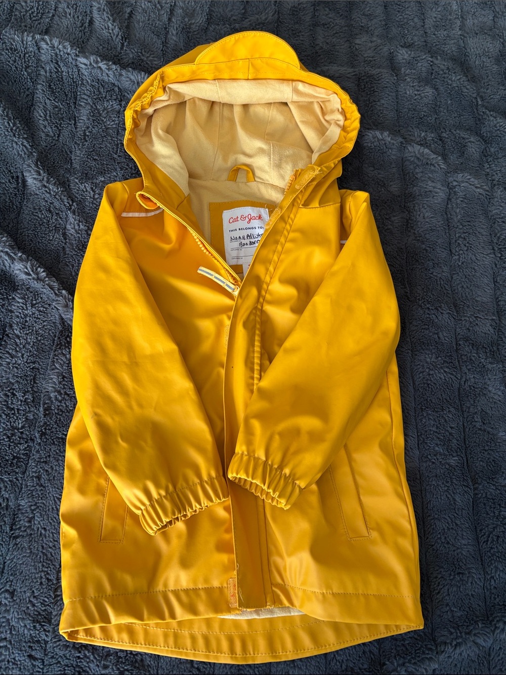 Cat & Jack Yellow Hooded Kids Raincoat with Soft Lining